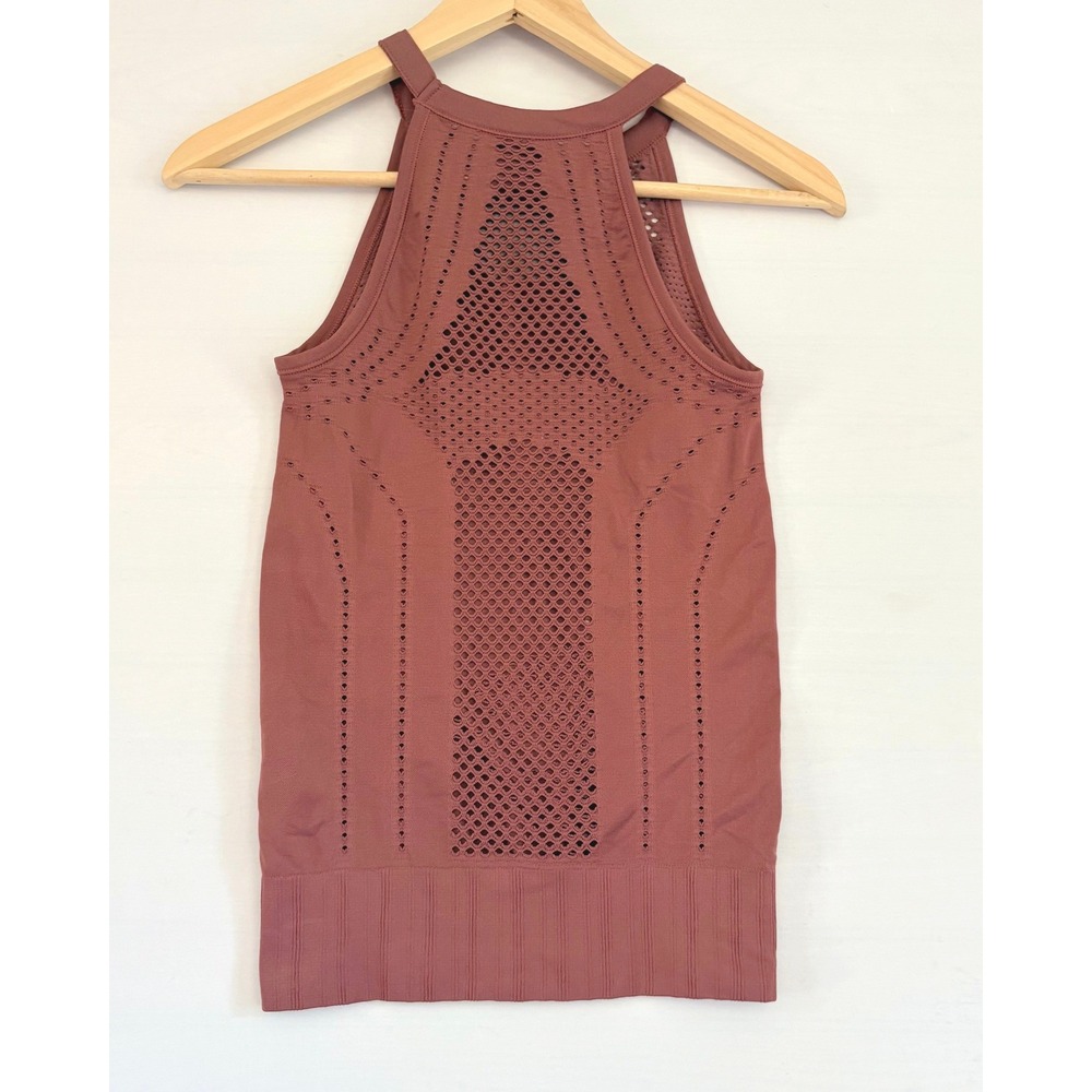 Athleta Chi Mesh Tank Top XS Mauve Rose Pink High Neck Seamless 293875 - Picture 2 of 6
